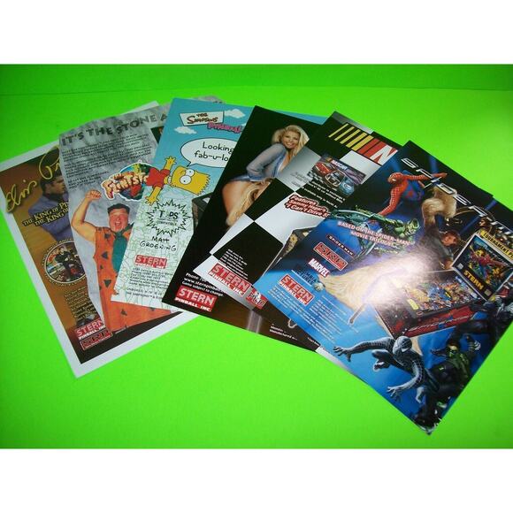 Pinball Flyer Lot Spider-Man Elvis Flintstones Nascar Simpsons Play Boy NOS #35 - Picture 4 of 4